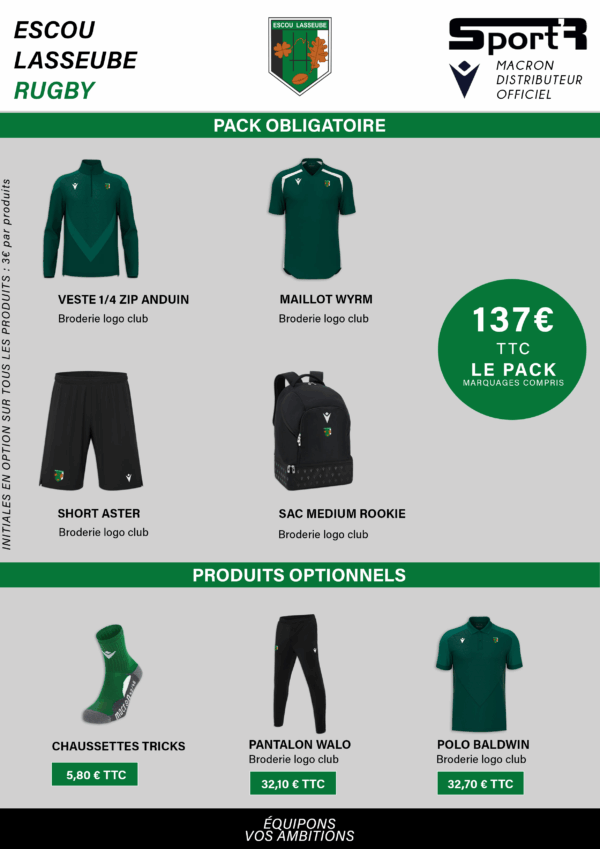 Pack ESCOU LASSEUBE RUGBY